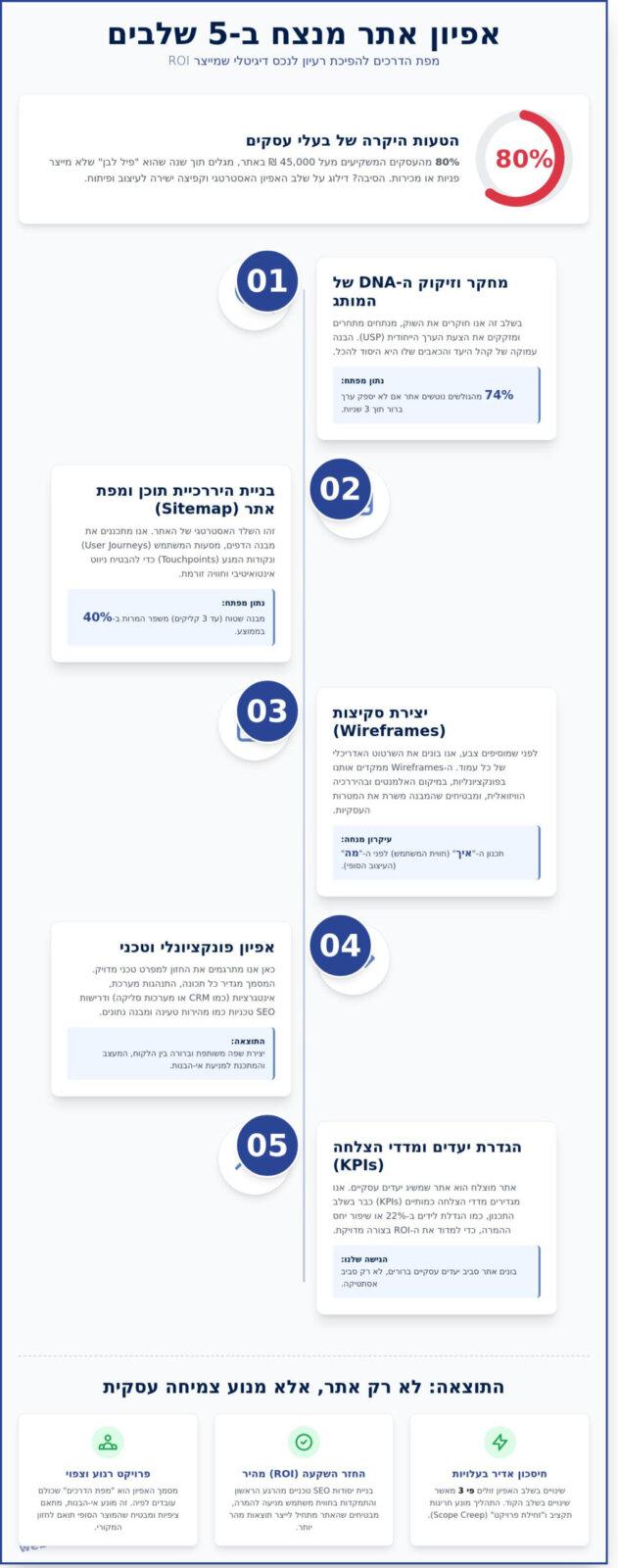 אפיון אתר: המדריך המלא והמקצועי לתכנון אתר עסקי מנצח ב-2026 - Infographic